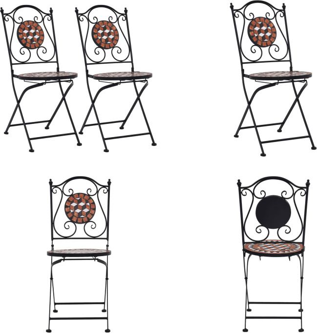 vidaXL Bistrostühle Mosaik 2 Stk. Keramik Braun - Gartenstuhl - Gartenstühle - Mosaikstuhl - Mosaikstühle