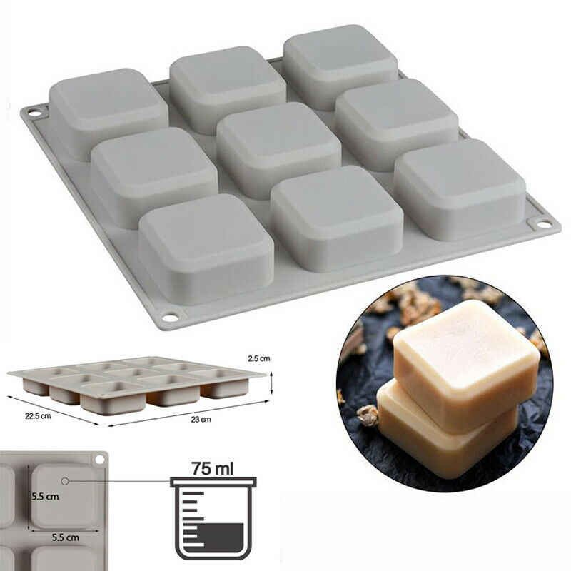 9 Grids Silikon-Seife DIY Haushalts Quadrat Silikonseifenform Seifenherstellung Formen Bad Produkt