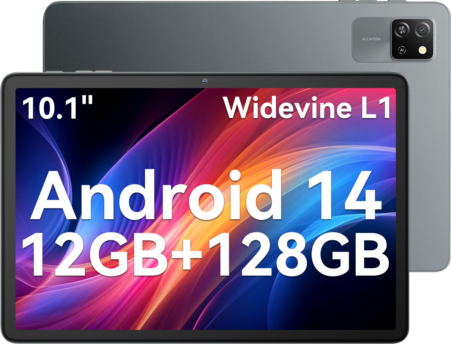 Blackview Tab60 WiFi Android 14 Tablet 10 Zoll PC Tablet, 12GB RAM + 128GB ROM (2TB TF), Octa Core WiFi 6, 1280 x 800 HD, Widevine L1, 5100mAh