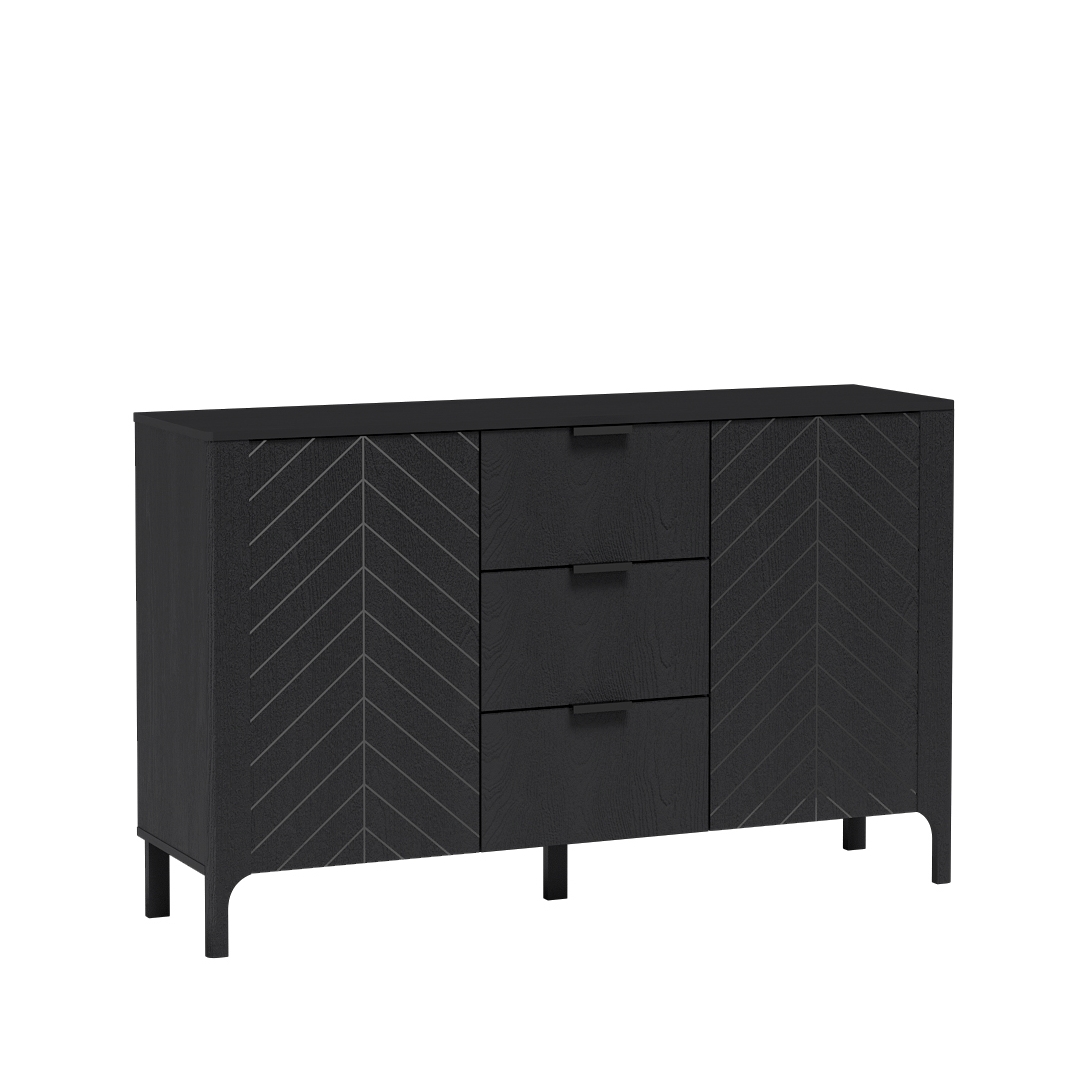 BETTSO Breite Kommode LUMI Schwarz für das Wohnzimmer