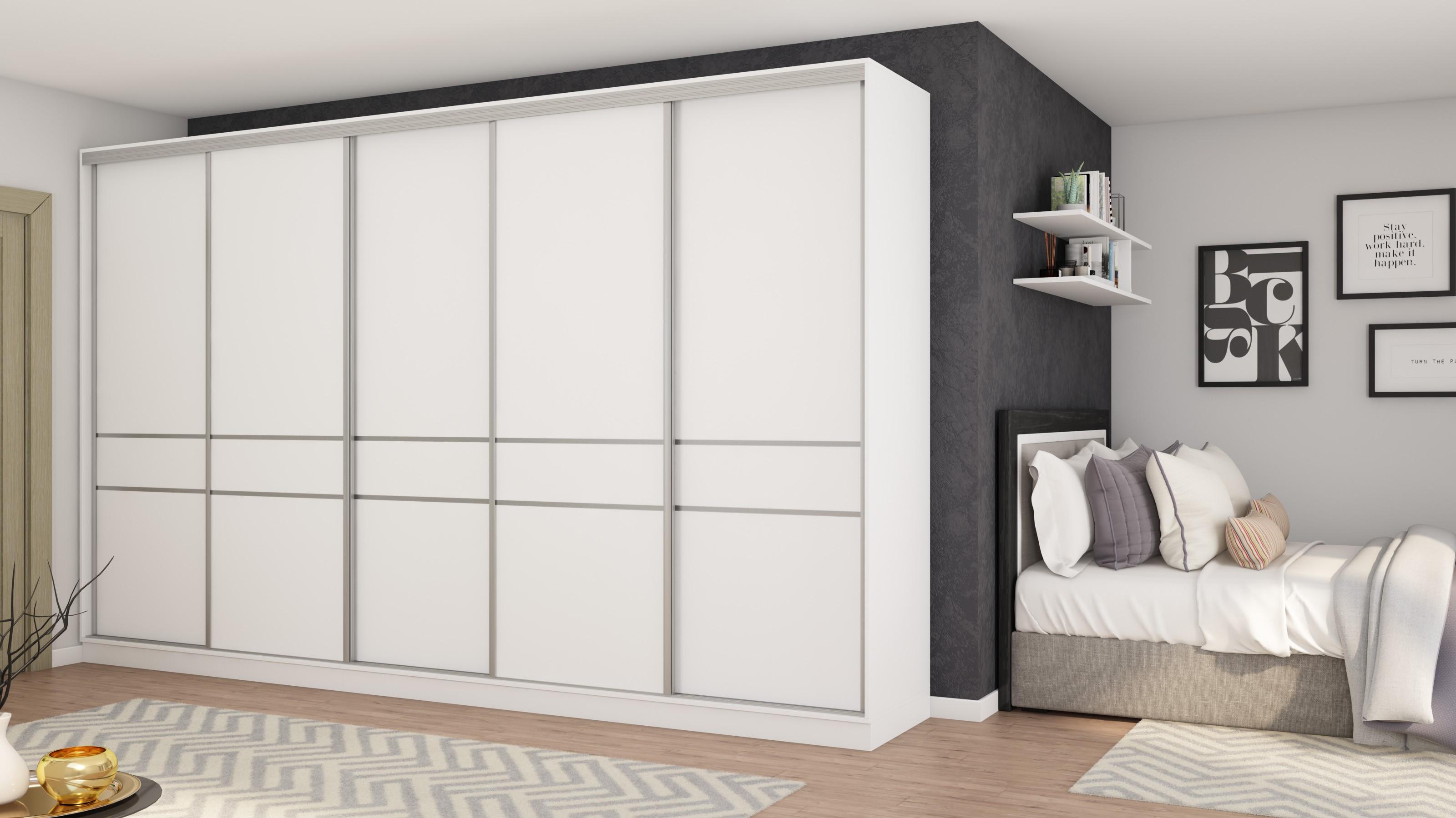 Schiebetürenschrank 5D/360 in Weiß mit Premium Beschlägen - 360x244x65 cm