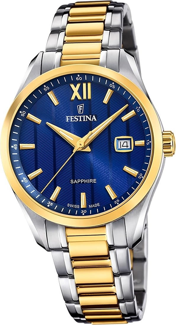 Festina pánske hodinky z ušľachtilej ocele strieborné zlato Festina Swiss made náramkové hodinky D2UF20027/2