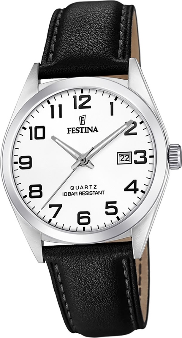 Festina kožené pánske hodinky F20446/1 analógový remienok hodinky čierne klasické D2UF20446/1