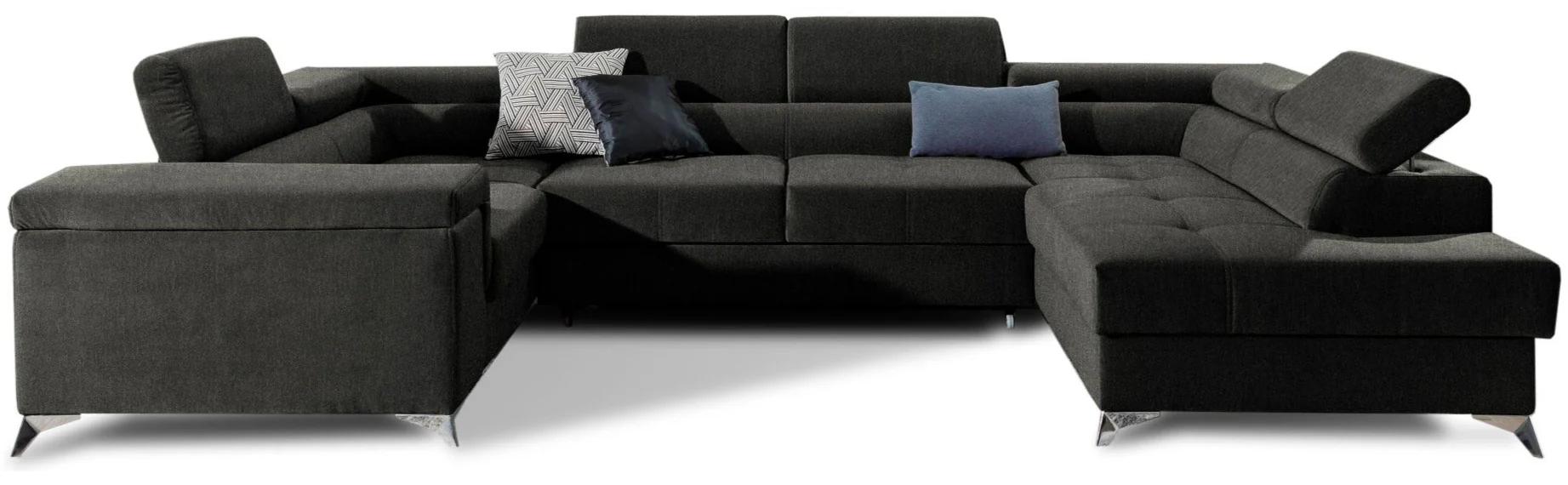 VENETI Großzügiges U-förmiges Sofa SEREIA – Graphit, echtes Design 162-01-02066