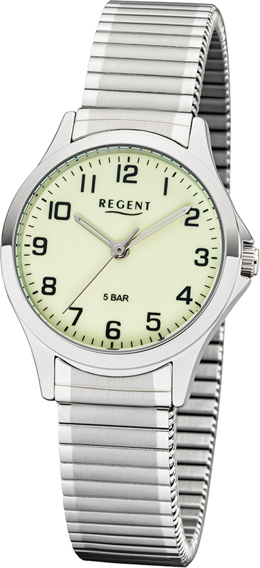REGENT 2242423 Damenuhr 29 mm Leuchtzifferblatt Silber Zugband