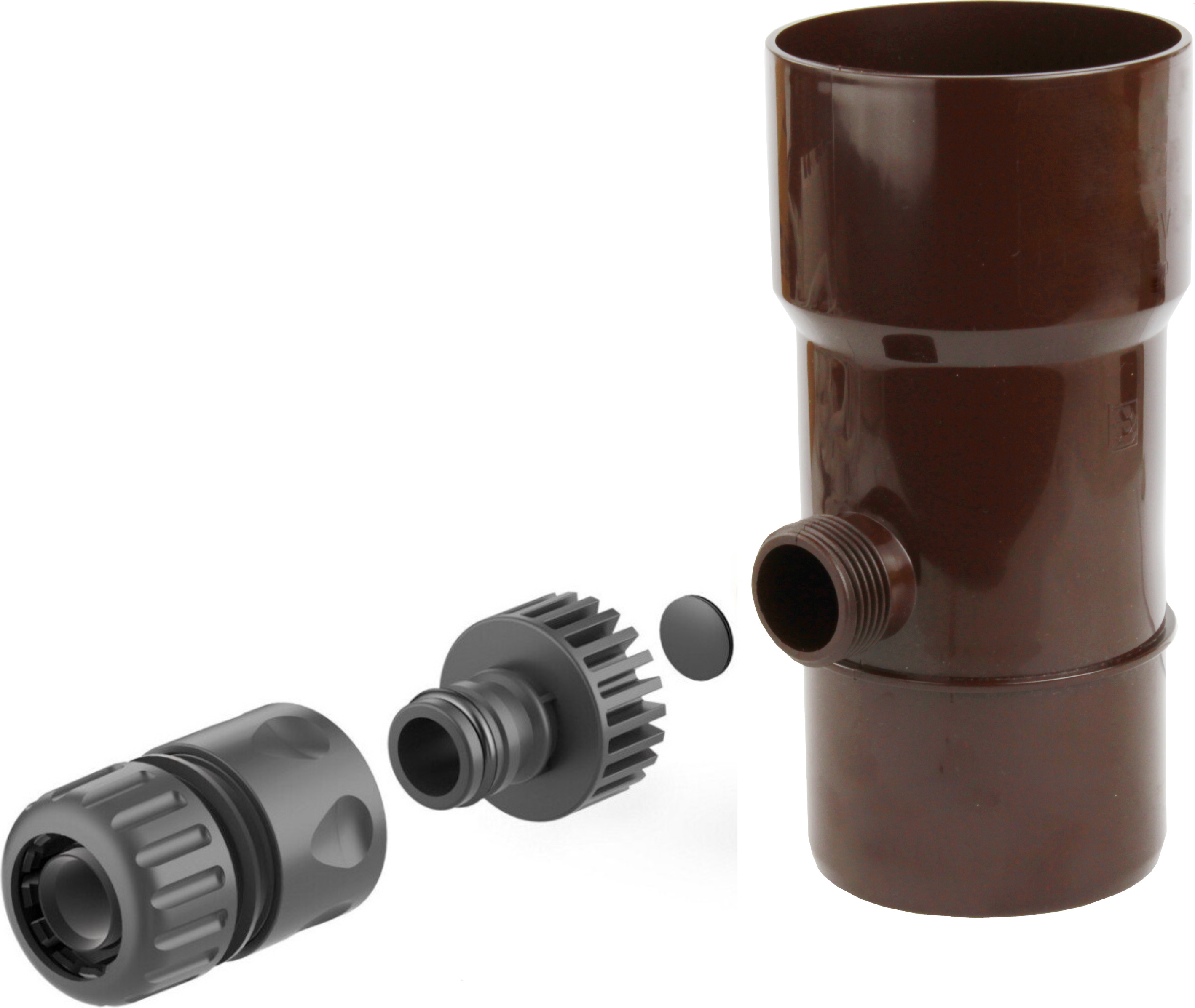 VONLIS Regensammler Regenwassersammler Regenwasserrückgewinnung Filter Fallrohr Regen Ø 63 mm braun 24214-001