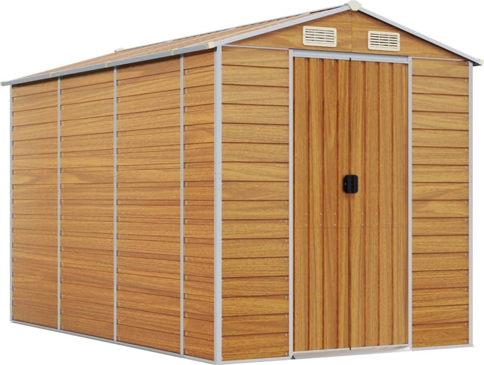 vidaXL Záhradný prístrešok Svetlo hnedý 191 x 300 x 198 cm Pozinkovaná oceľ