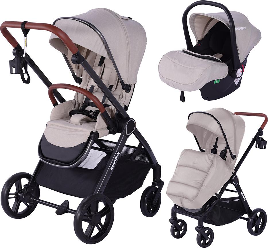 Einheitsgröße BM-10|Barmøya 3-in-1 Kombi-Kinderwagen Komplettset beige