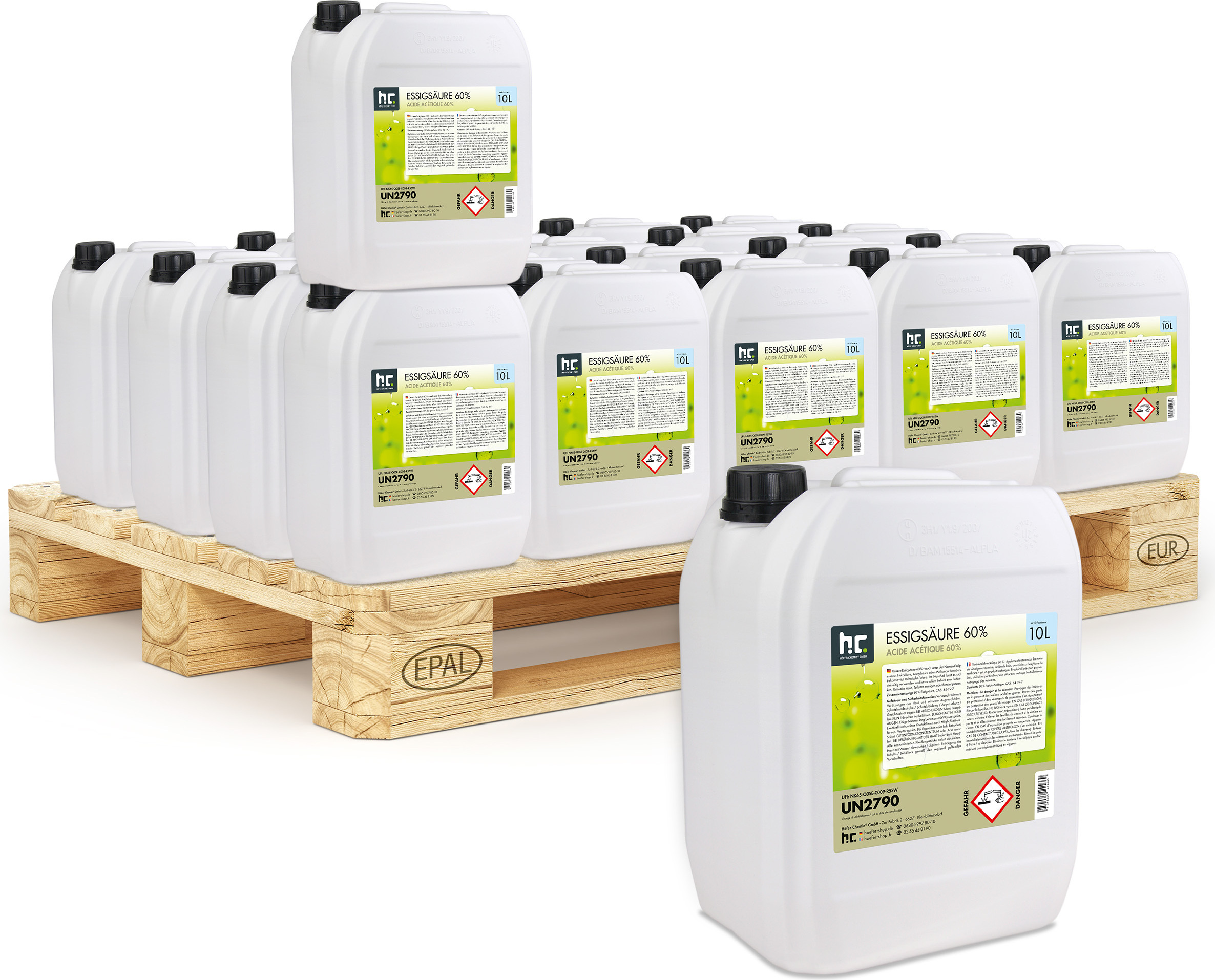 Höfer Chemie 40x 10 L Essigsäure 60%