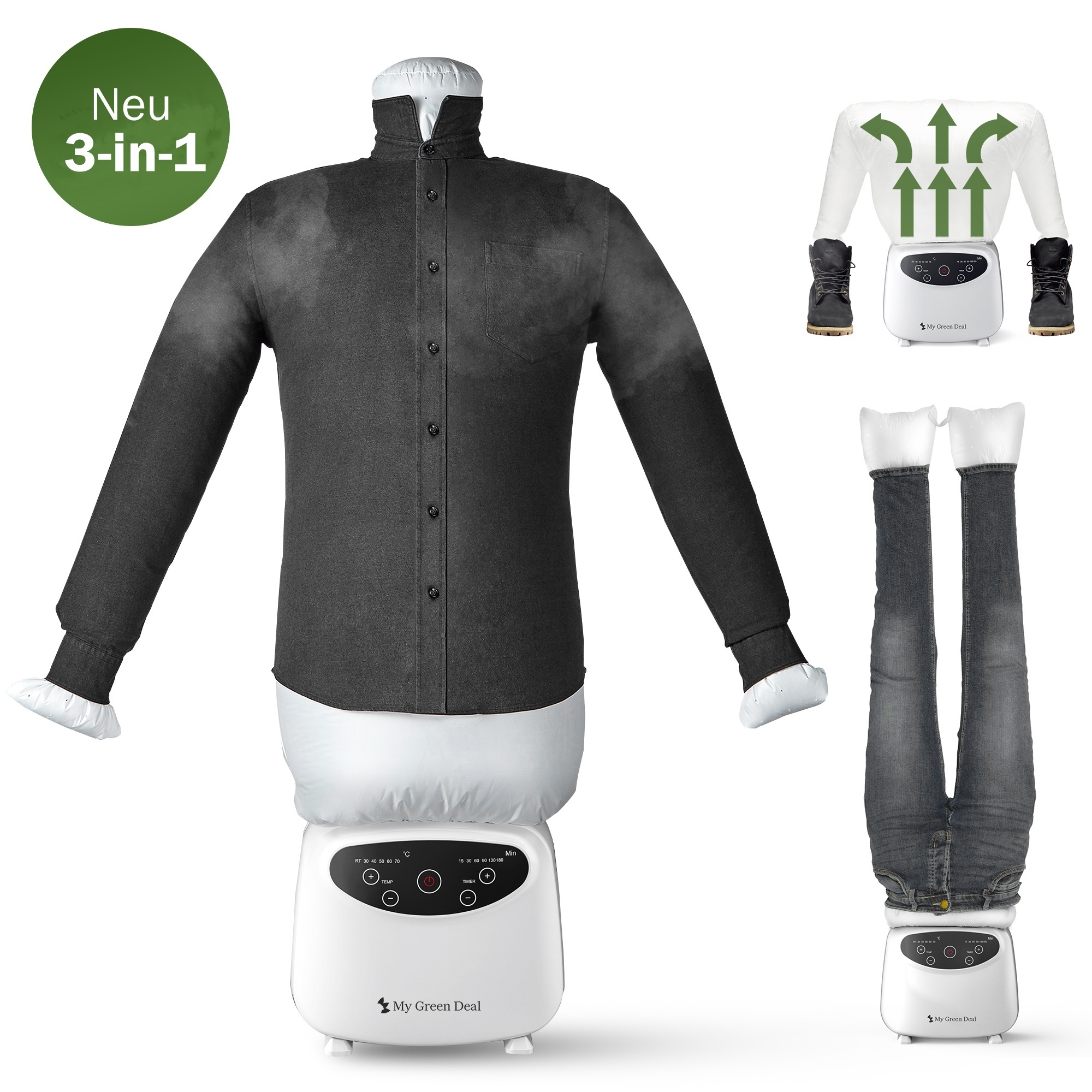 My Green Deal – Bügelpuppe – 3-in-1 – Bügelpuppe für Hemden und Hosen – Wäschetrockner – Bügelmaschine