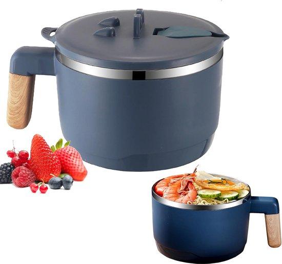 OEM Instantnudel-Einsatzgefäß aus Edelstahl, 1000 ml, doppelt isoliert, versiegelt, Pasta-Einsatzgefäß mit Deckel, leckfrei, Serviergefäß (blau) 2026