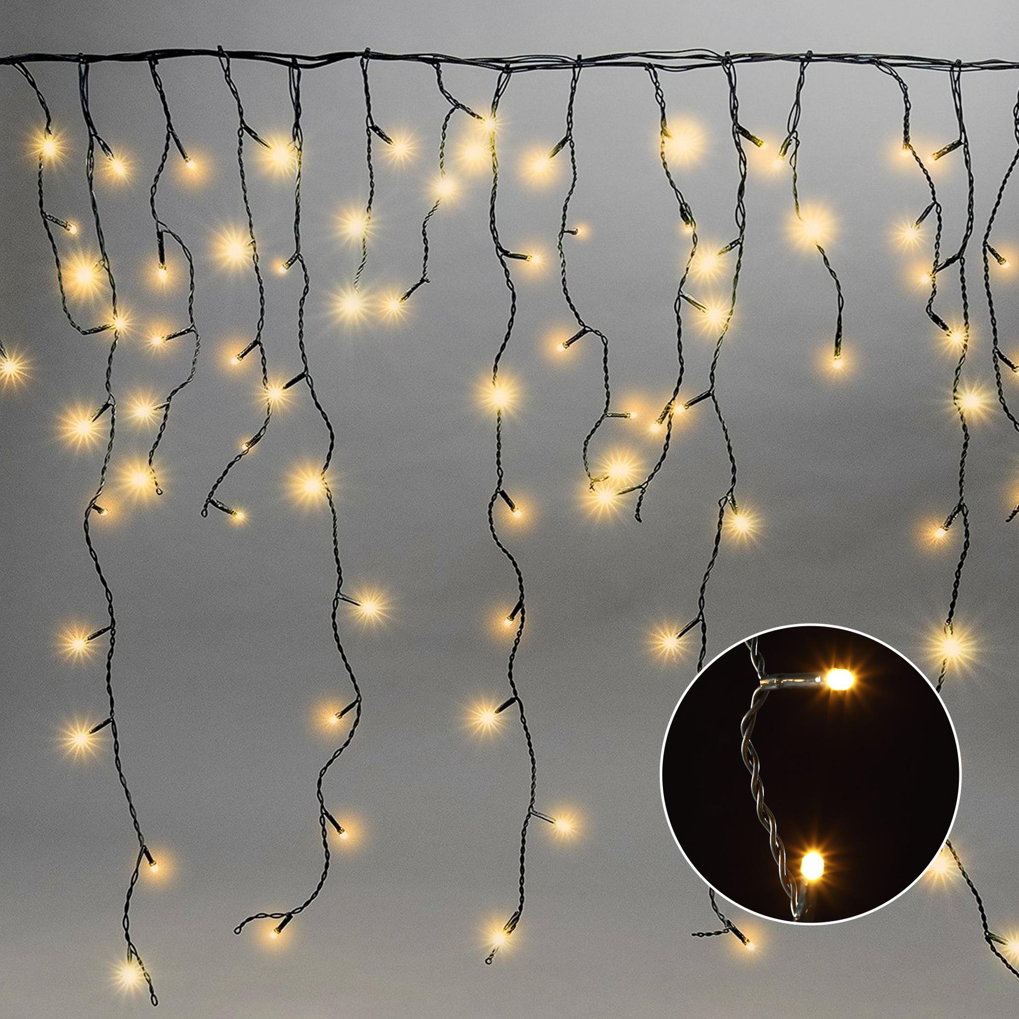 10m Eisregen Lichterkette Mit 400 LEDs – IP44 Wasserdicht, Fernbedienung, Timer & 8 Modi, Warmweiß – Für Außen & Innen, Erweiterbar
