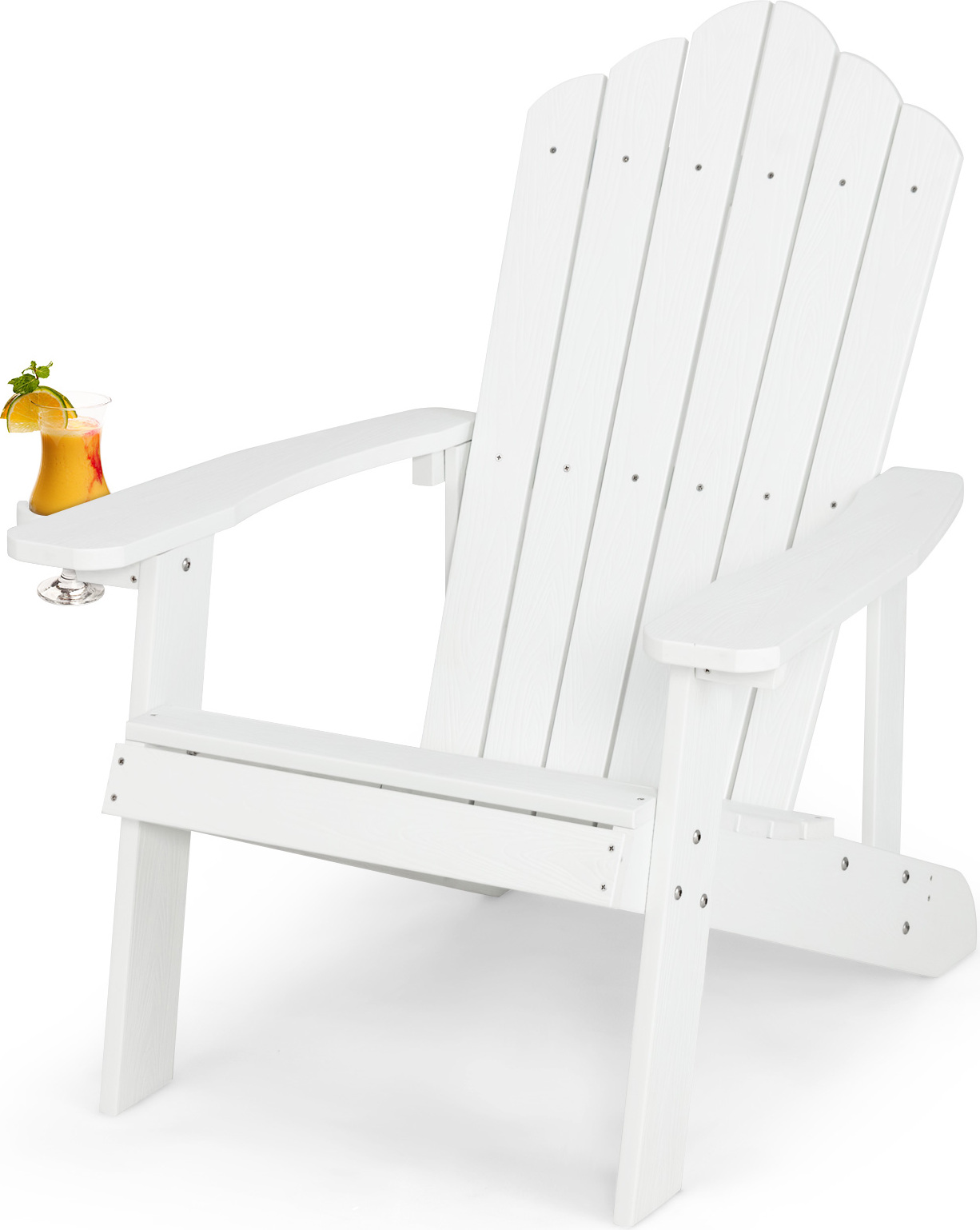 YEFU Sedia Adirondack Pieghevole In Plastica Verde Con Portabicchieri Portata 180kg - 4
