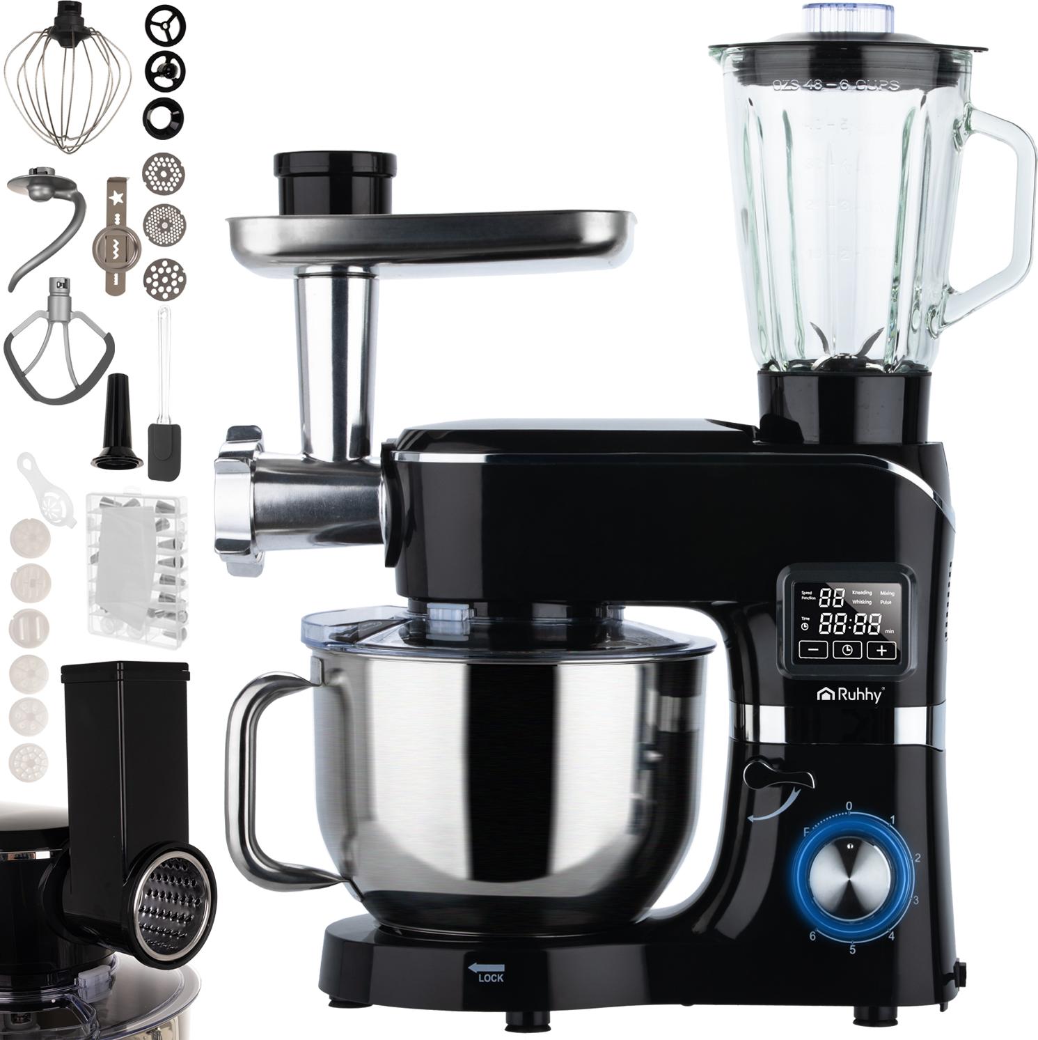 Küchenmaschine Ruhhy mit beheizbarer Rührschüssel 6,2L & Mixer Planetenrührgerät 2000W 6 Geschwindigkeiten & Touchdisplay 25728