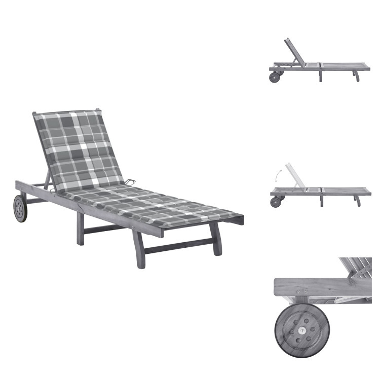 vidaXL Lehátko s vankúšom sivé akáciové masívne drevo - Lehátka