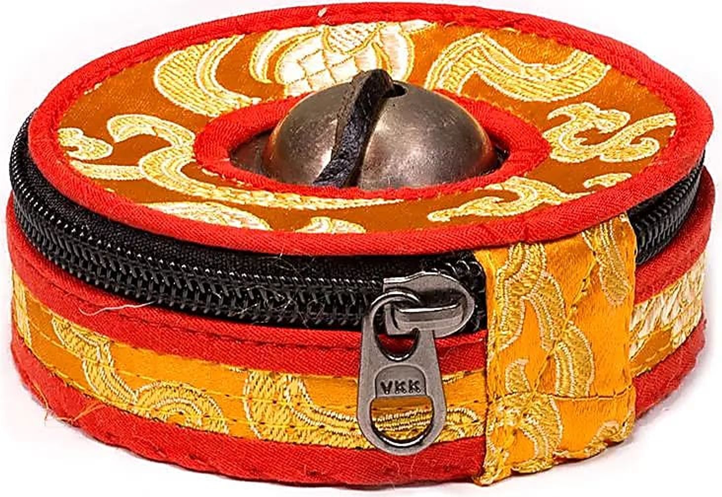 Bahadra Tasche für Tingsha Zimbeln orange/rot Large -- 9 cm 5702/2