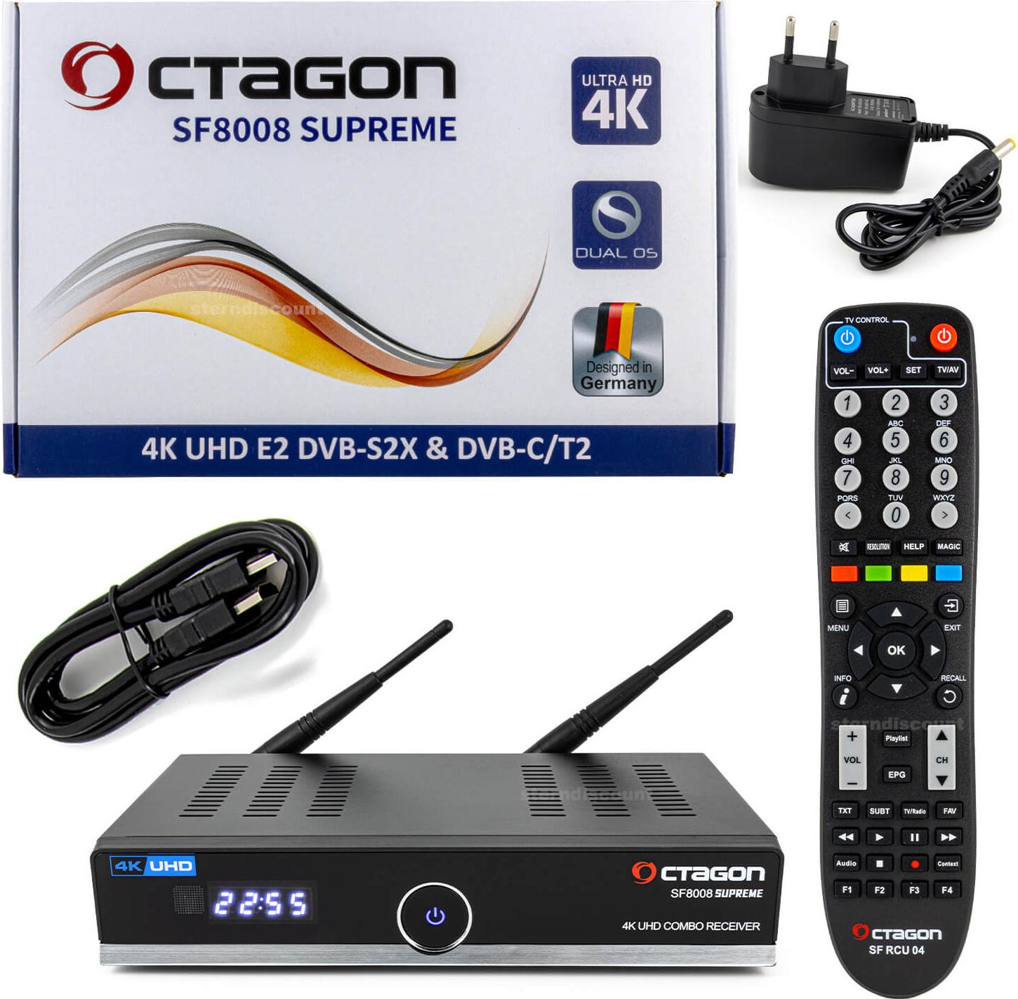 Octagon SF8008 Supreme Combo 4K DVB-S2-C-T2 Linux UHD E2 Receiver HD Receiver PV