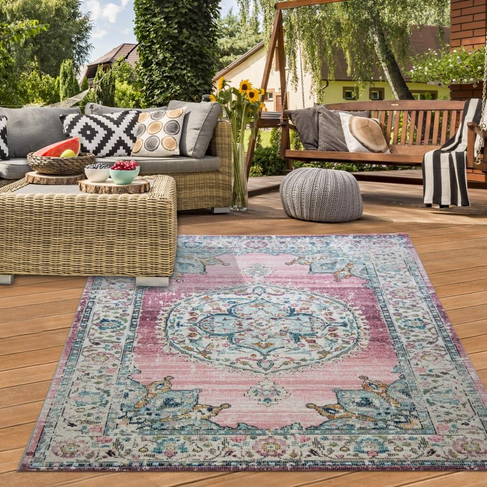 Teppich-Traum Teppich Orient Teppich Outdoor Wohnzimmerteppich Vintage in rosa Größe - 160 x 230 cm 20053/055_6