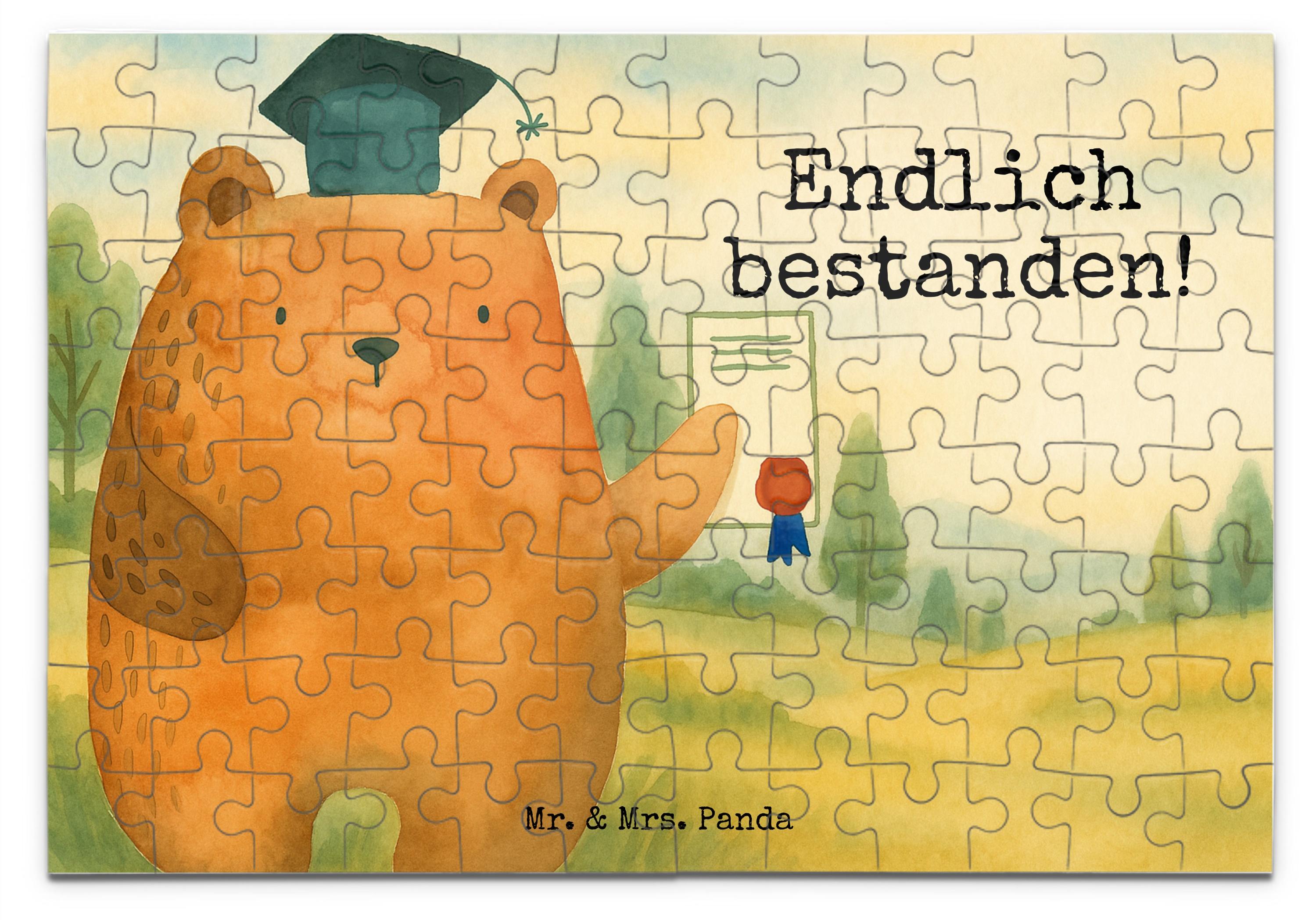 Mr. & Mrs. Panda Puzzle Bär Prüfung Design 96 Teile - Weiß - Geschenk, Bestanden, Prüfungen, 300, Abitur, Teddy, 1500, 2000, 1000, Abschlusszeugnis, Zeugnis, Abschluss PD-1941448-STANDARD