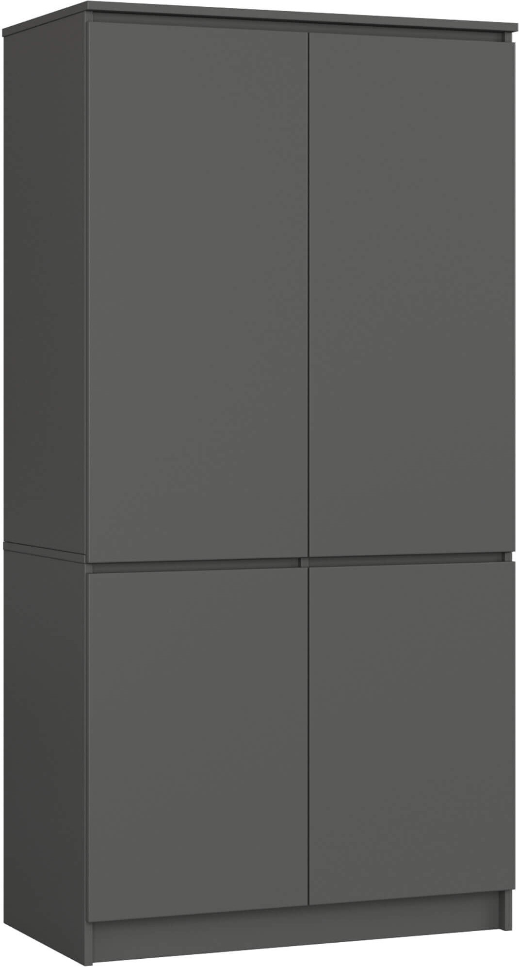 Kleiderschrank AKORD S90 Graphitgrau 90 cm 4 Türen 4 Regalböden B90xH180xT51 cm SP0PSYSSS904DZAR010
