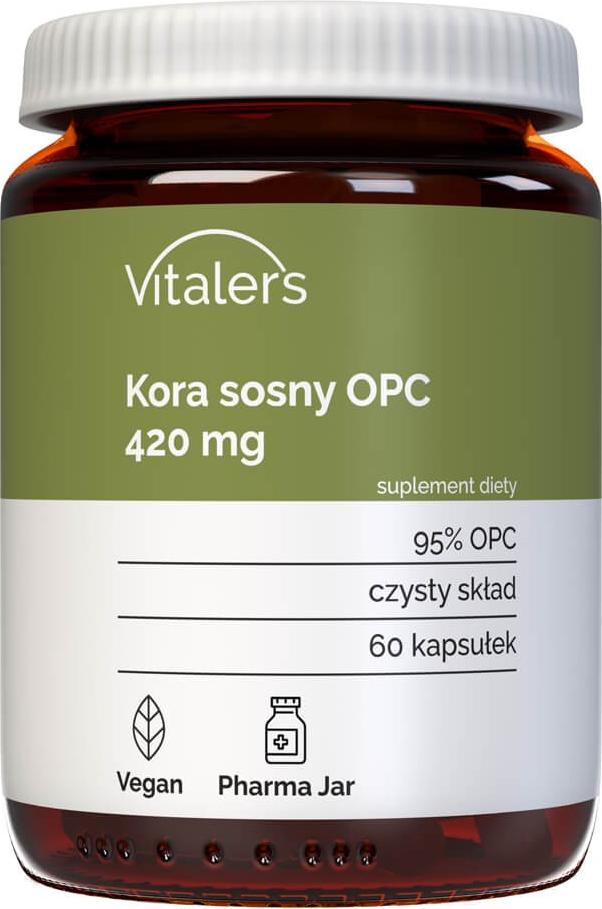 Vitaler's OPC (Kiefernrinde) 420 mg – 60 Kapseln, vegan, 2 Monate Einnahme, ohne Konservierungsstoffe, reine Zusammensetzung VIT-0806