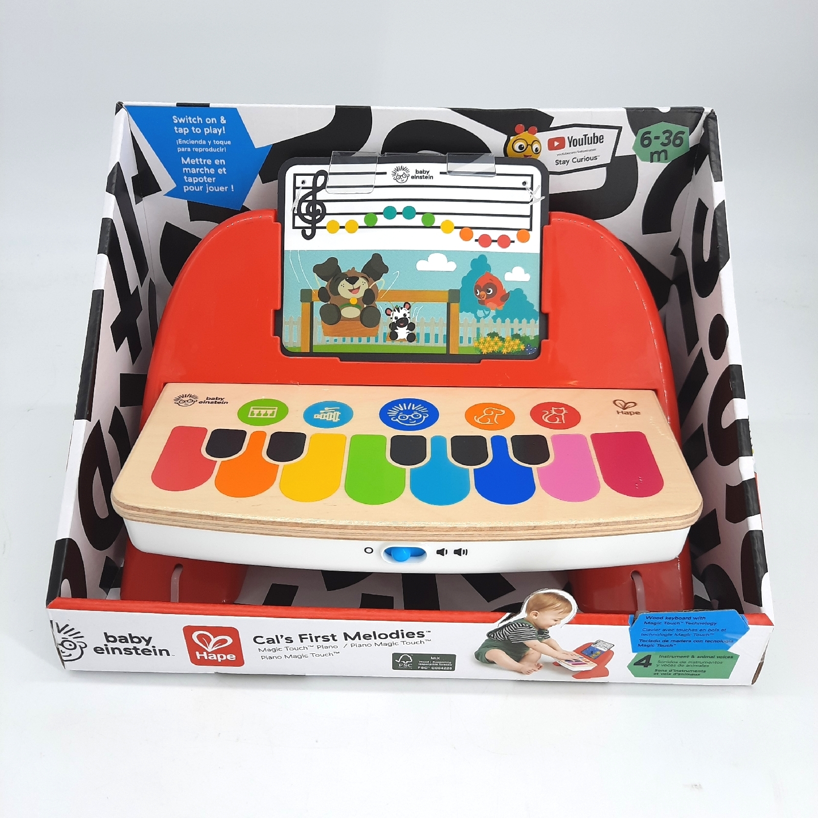 Kids II Baby Einstein, Hape, Clever Composer Tune Table Magic Touch Spieltisch, 22 Musikinstrumente, Elektronische Musikalisches Spielzeug aus Holz, Musikwürfel & Sensorisches Spielzeug, Kinder ab 6 Monaten