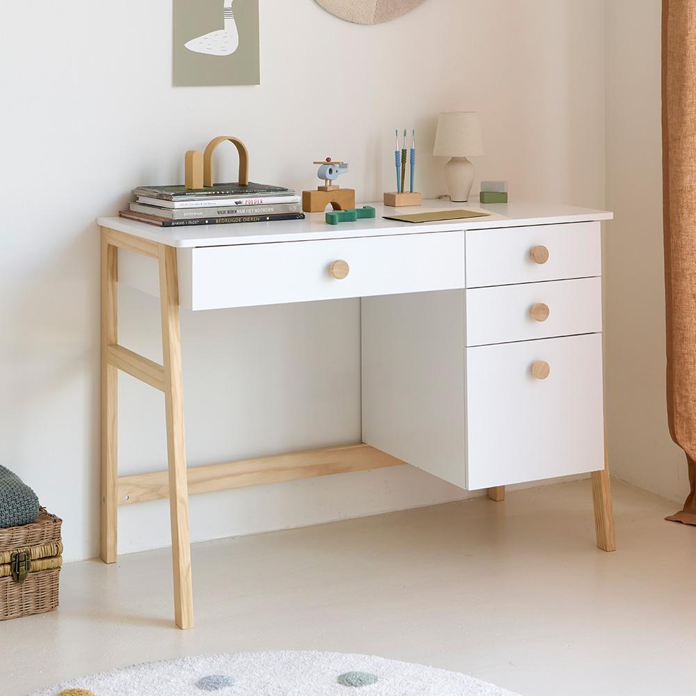 petite_amelie Petite Amélie Kinder Schreibtisch mit Schubladen Cerise 75 cm - Weiß DESK105CERI4WN