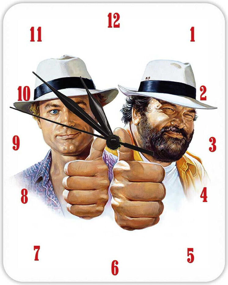 Blechwaren Fabrik Braunschweig Gmbh Bud Spencer & Terence Hill, Portrait DAUMEN - Wanduhr aus Blech 20 x 25 cm KUC03