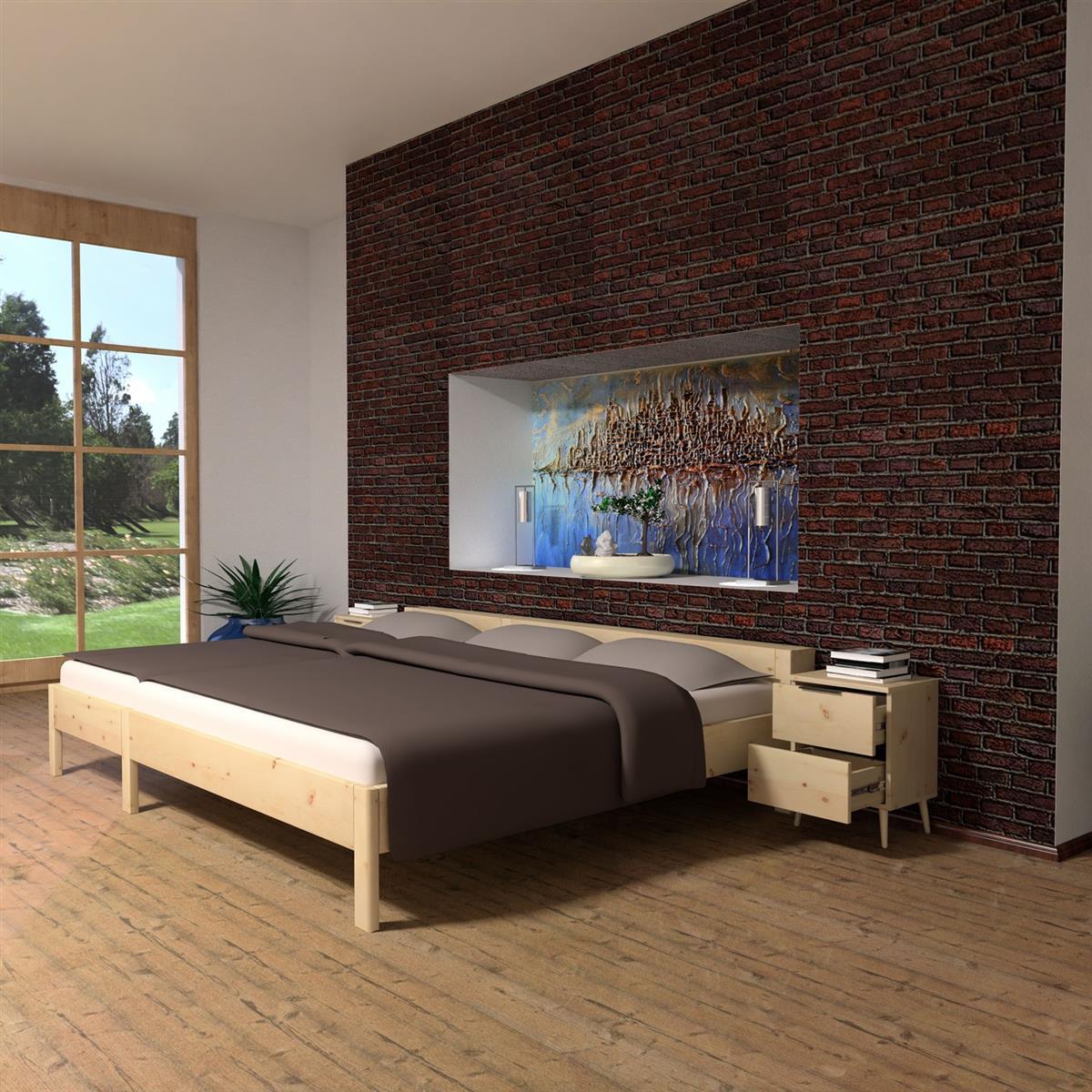 Familienbett "Familien-Nesterl" 270 200 43 Zirbe 180/90cm mit Ablage