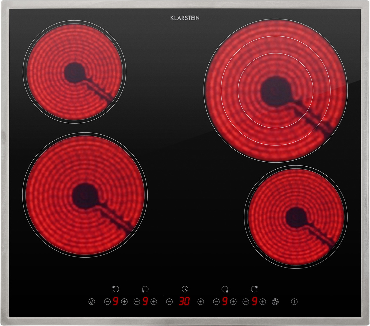Klarstein Glaskeramik Kochfeld, Einbau-Kochfeld mit 4 Platten, 6500 W Elektro Kochfeld zum Kochen, Modernes Glaskeramikkochfeld, Glaskeramik Herdplatte mit 4 Kochfelder, Einbau Kochfeld Keramik 35