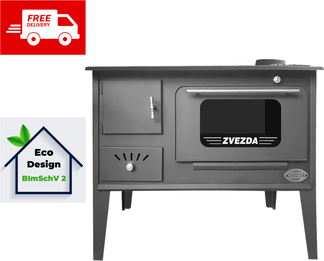 Kuchynská rúra Zvezda model Narodna CHP Glass 6,1 kW Liatinová varná doska EEK A