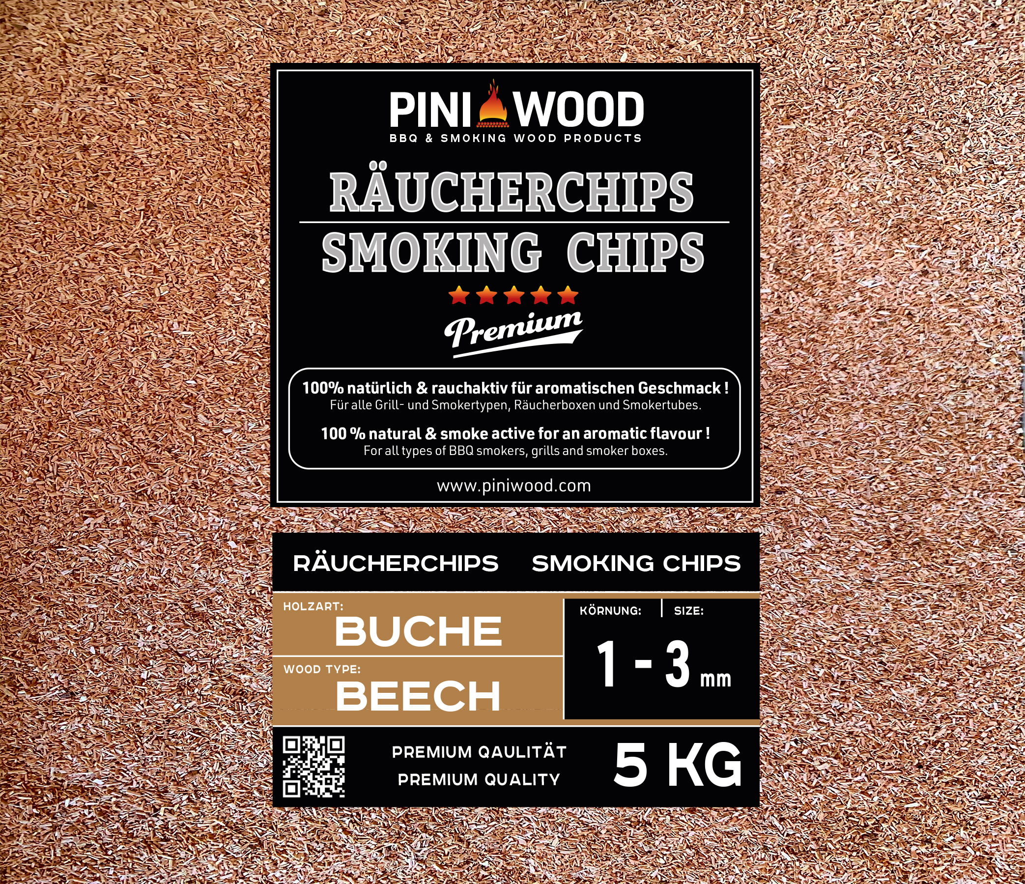 PINI 5 Kg Räucherchips Kirsche 4-6 Mm Smoking Chips
