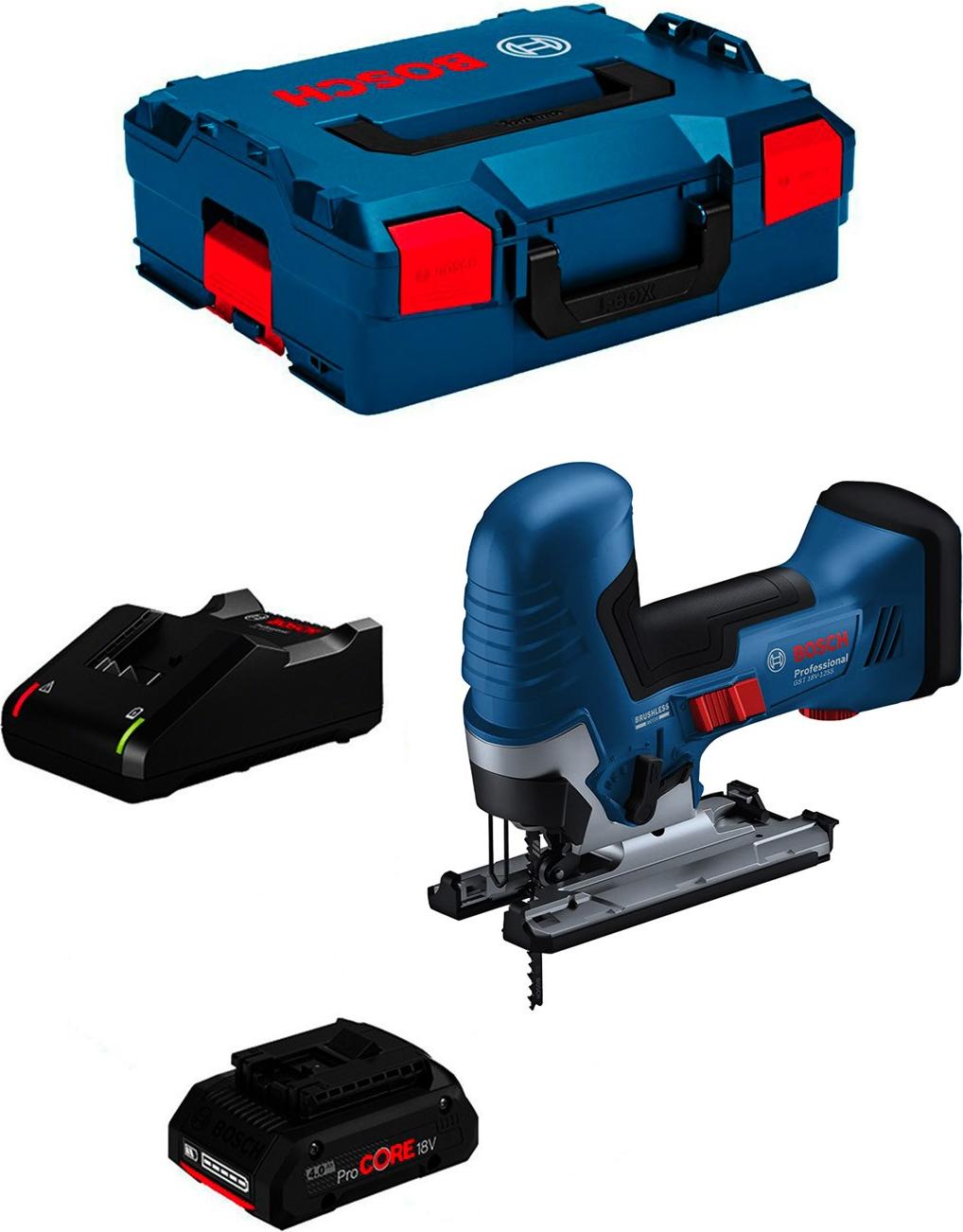 Stichsäge BOSCH GST 18V-125 S (1 x 4,0 Ah ProCORE + GAL18V-40 + L-Boxx 136)
