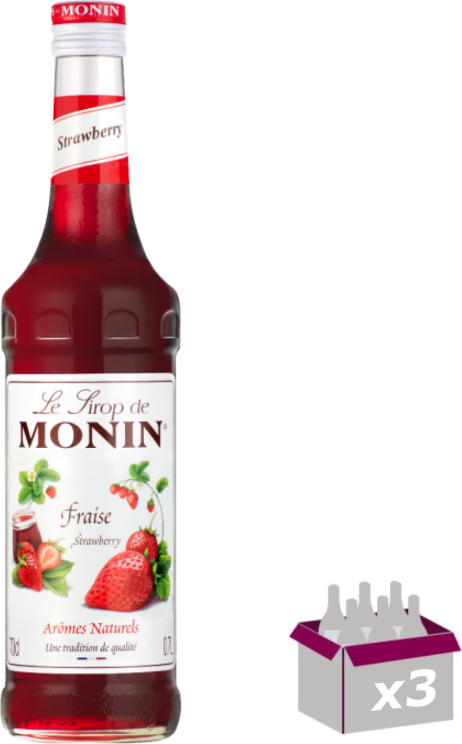 Lot de 3 Sirop Monin - Fraise - 1L