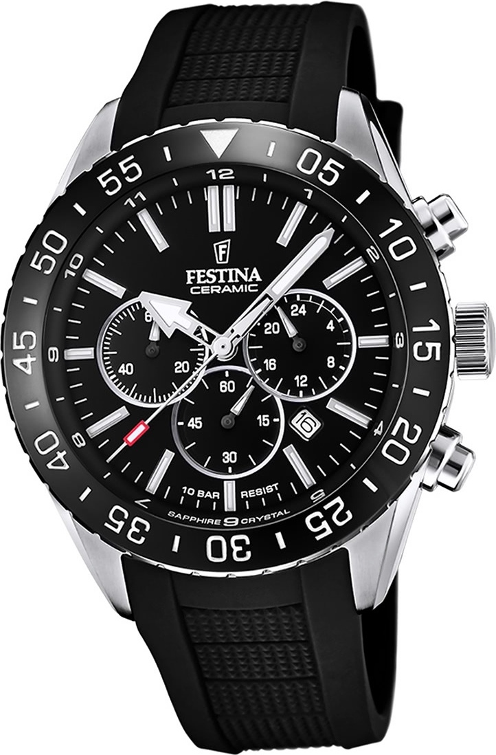 Festina Silikónové pánske hodinky F20515/2 Remienok hodinky čierna keramika D2UF20515/2