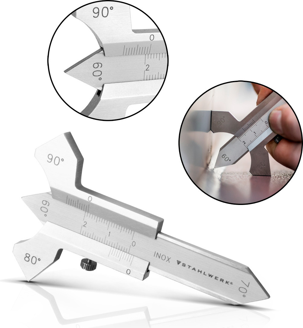 STAHLWERK Schweißnahtlehrefür Schweißnähte mit Schieber 0-20 mm Edelstahl 4285