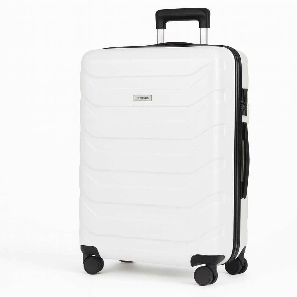 OMNA | Koffer auf Rollen S - 57x38x24 cm - 40L - Weiß - Kompakt und stylisch - Ideal für Kurztrips und Reisen