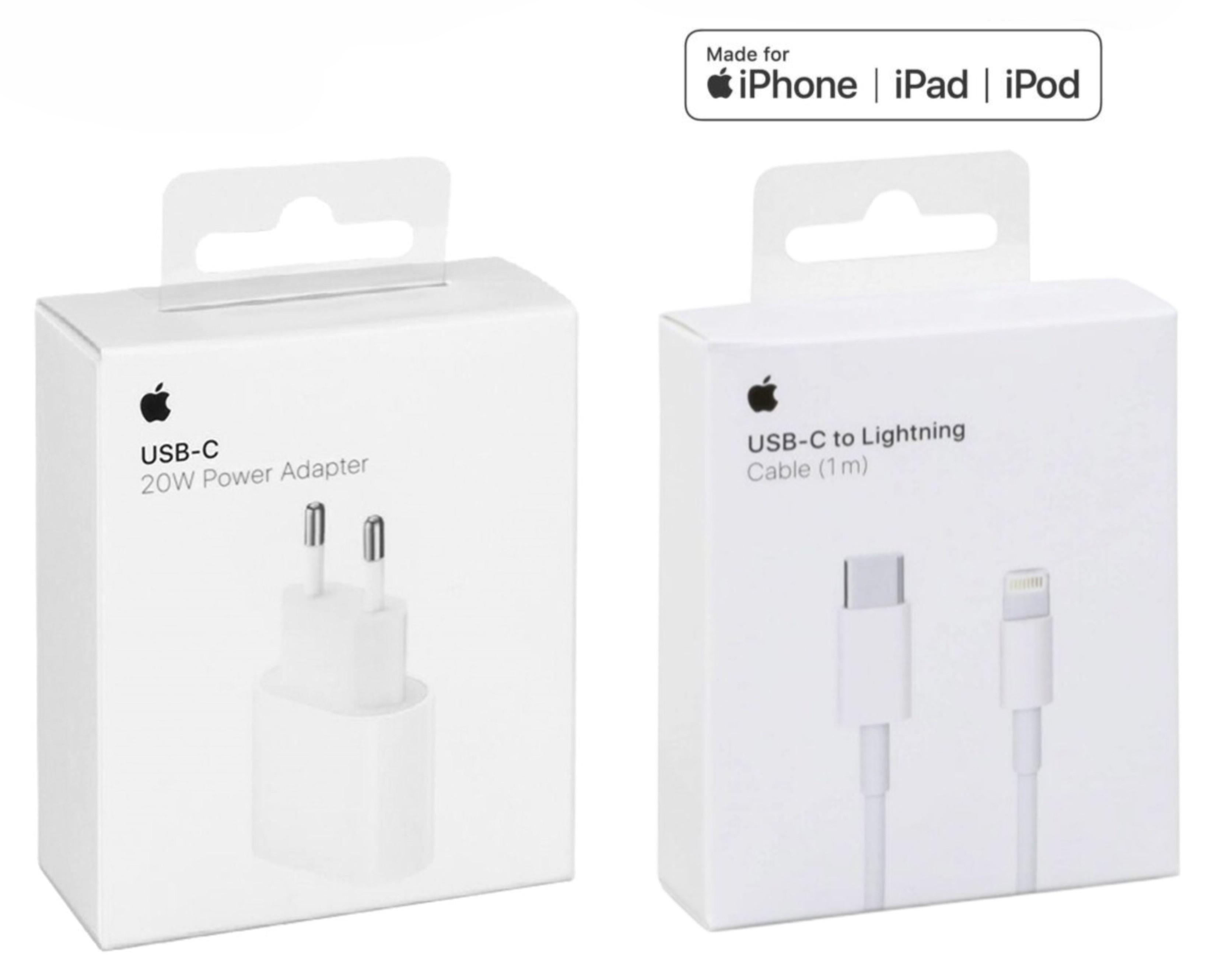 Apple 20 W USB-C napájací adaptér + Apple 1 m USB-C na Lightning nabíjací kábel iPhone 14 13 12 11 X Pro Max Airpods