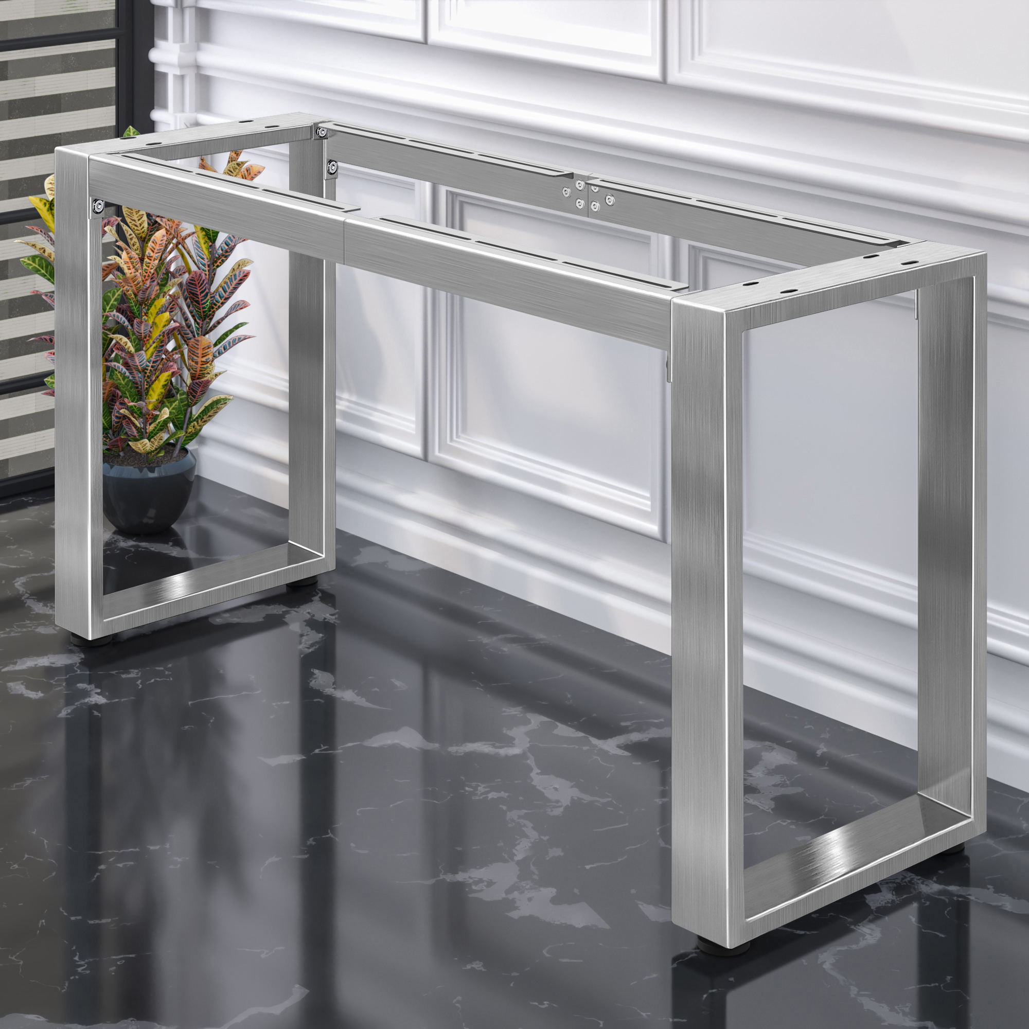 GGM Moebel International MORENA | Stehtischgestell L: B:H 159 x 60 x 105cm | 12cm | Edelstahl | Gastro Stehtischgestell, Bistro Stehtischgestell, Stehtischgestell, Kufen MorenaV159.2G60.12.105.E
