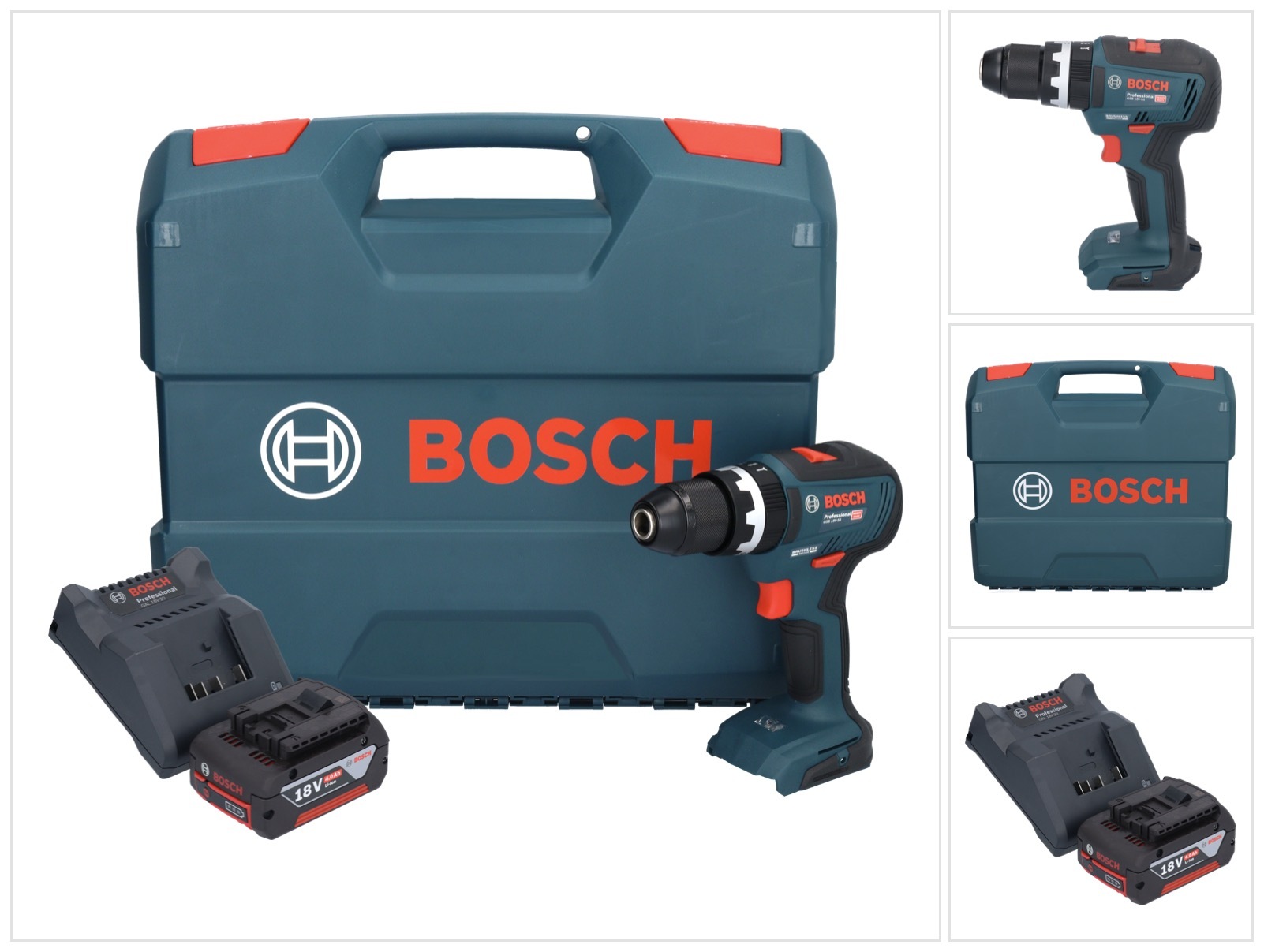Bosch GSB 18V-55 Profesionálna akumulátorová príklepová vŕtačka 18 V 55 Nm bez kefiek + 1x akumulátor 4,0 Ah + nabíjačka + kufor