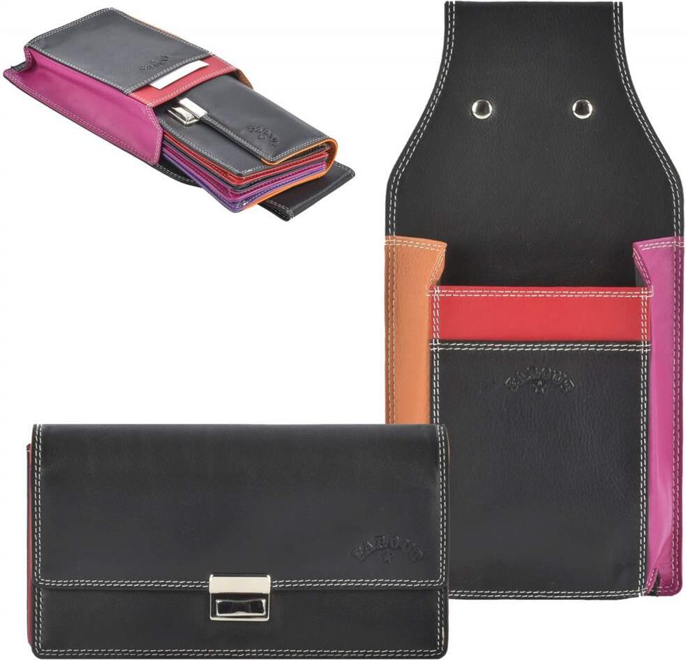 Kloehn Set Kellnerbörse und Kellnertasche Leder schwarz bunt 845-S01