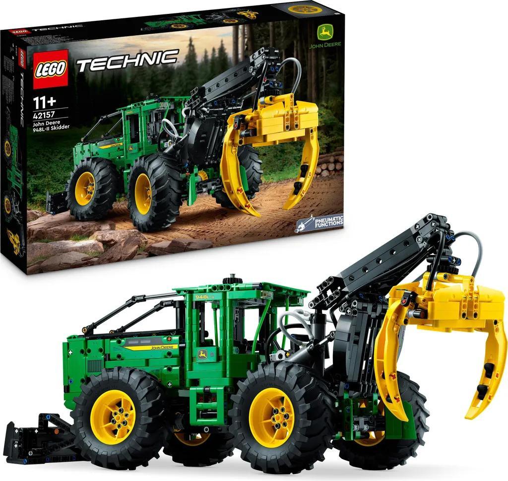 LEGO Technic John Deere 948L-II Skidder Set, großes 1.492-teiliges Baufahrzeug-Spielzeug mit pneumatischen Funktionen und 4-Rad-Antrieb