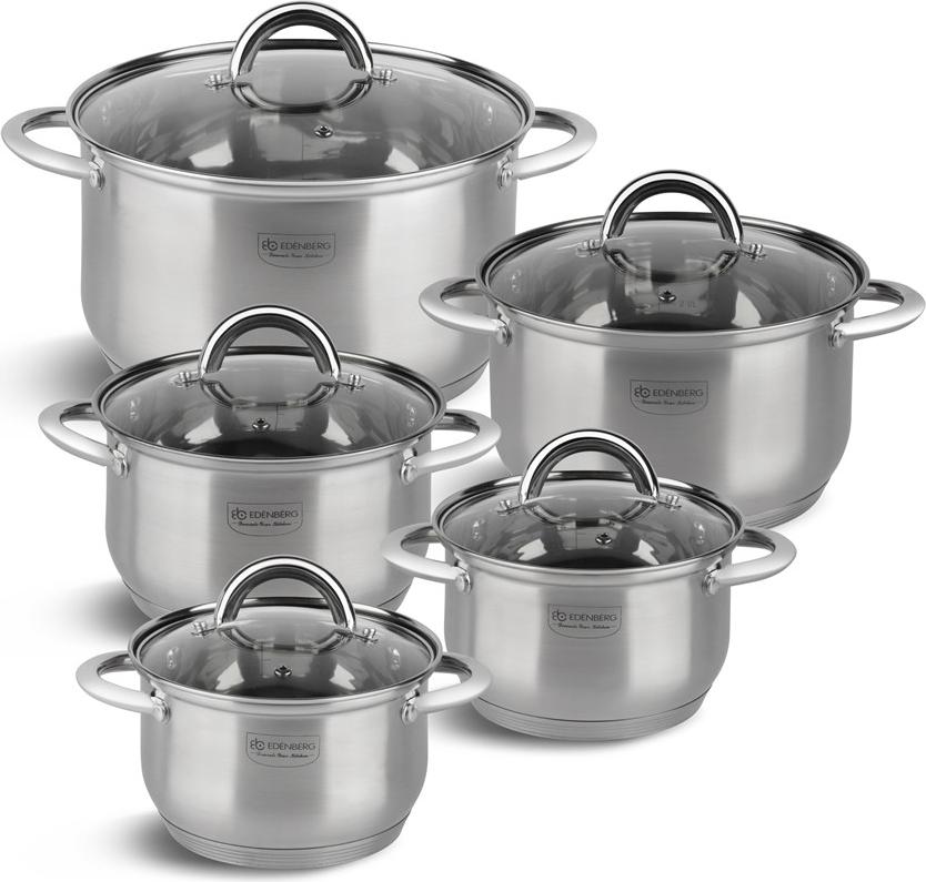 EDENBERG Topfset – Edelstahl – 10-teilig – mit 5-lagigem Boden EB-4004