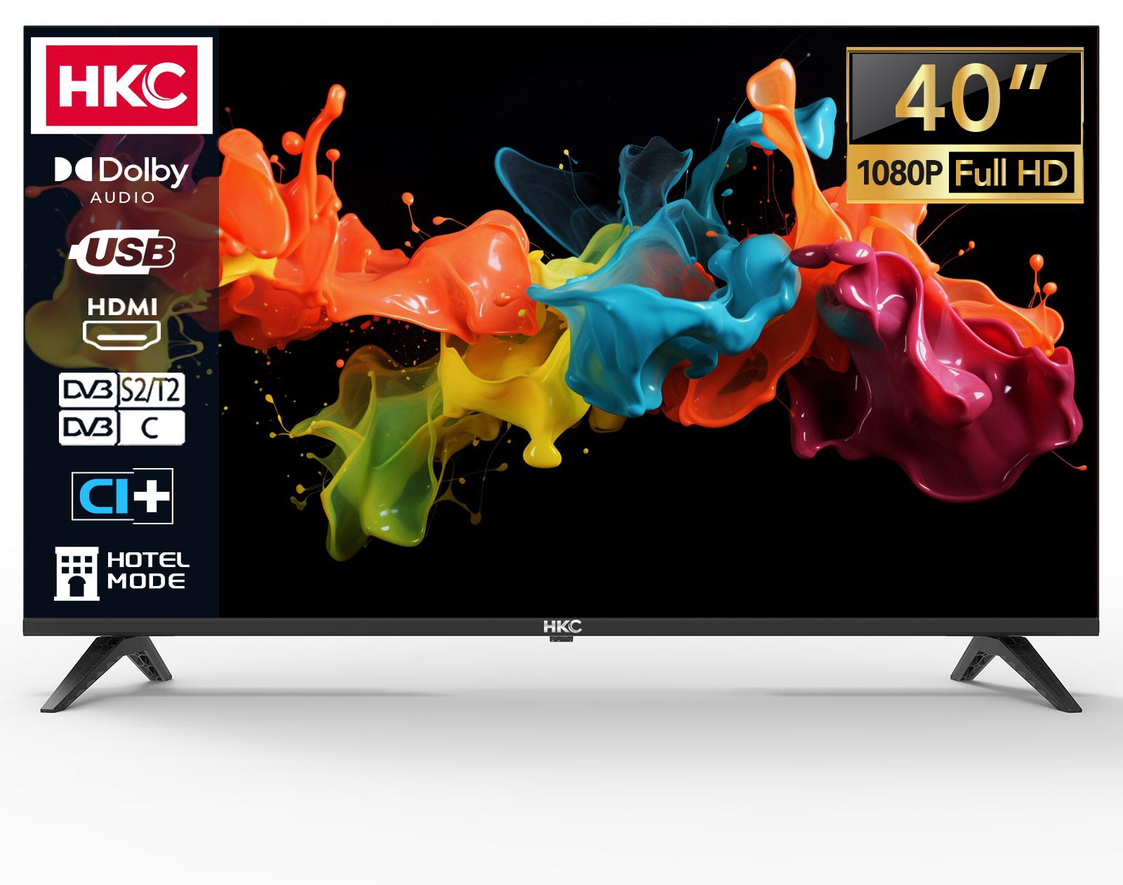 TEEVIEW HKC Standard TV - LED Full HD - 40 Zoll/102 cm - Randlos Design - Tripple Tuner DVB-T/T2/S/S2/C - HDMI x3, USB x2, CI+ - Hotelmodus - Mortiert in Eindhoven - H40Q1F-NS