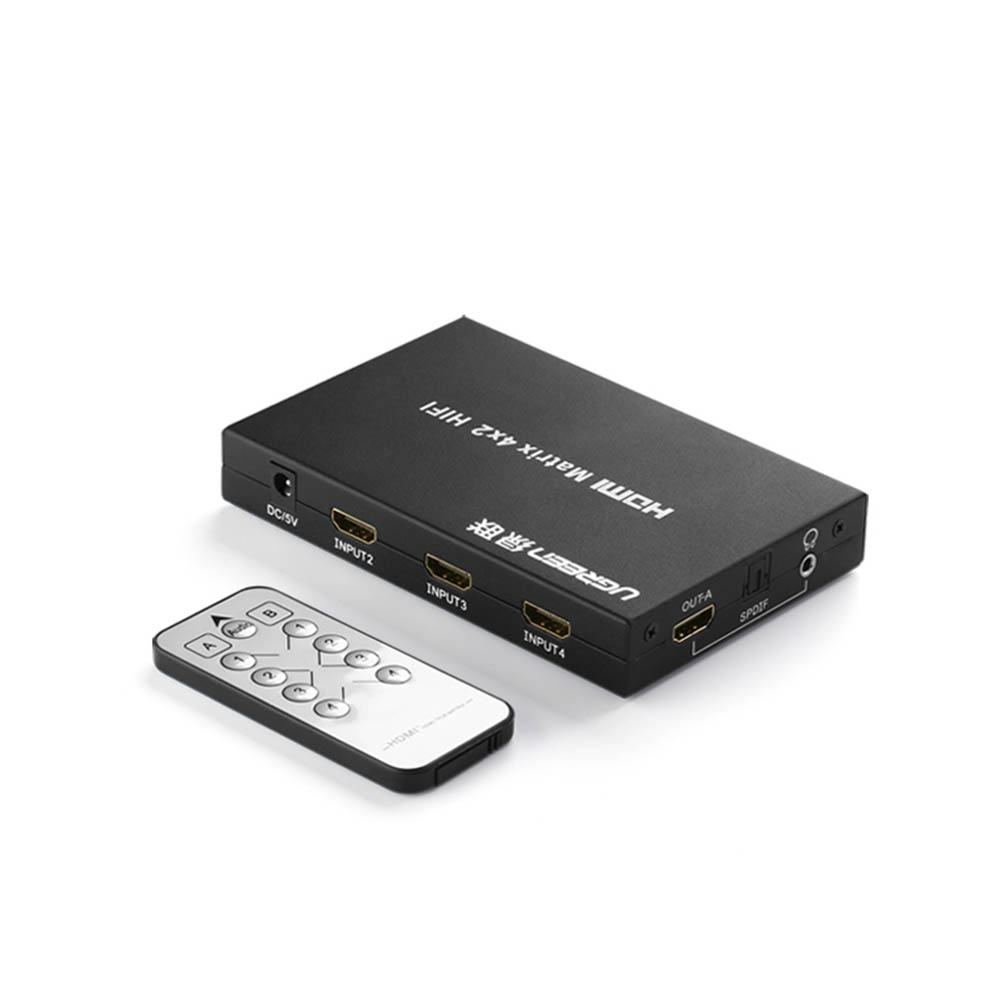 Rozdeľovač Ugreen 4x HDMI (vstup) na 2x HDMI (výstup) 4K / FullHD čierny (40216)