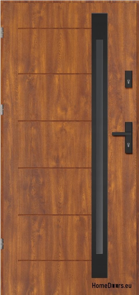 Sonstige Stahltür, Außentür, Haustür, dicke, warme, NARVIK BLACK, 1,2Wm2k 70mm, Größe 90, Linke Tür, Goldeiche, sofort verfügbar