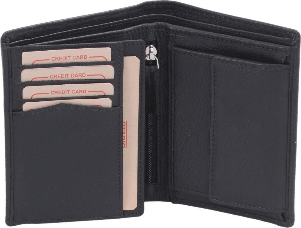 Herrenbörse Herren Geldbörse Leder Brieftasche Kombibörse OTARIO, schwarz 2151601