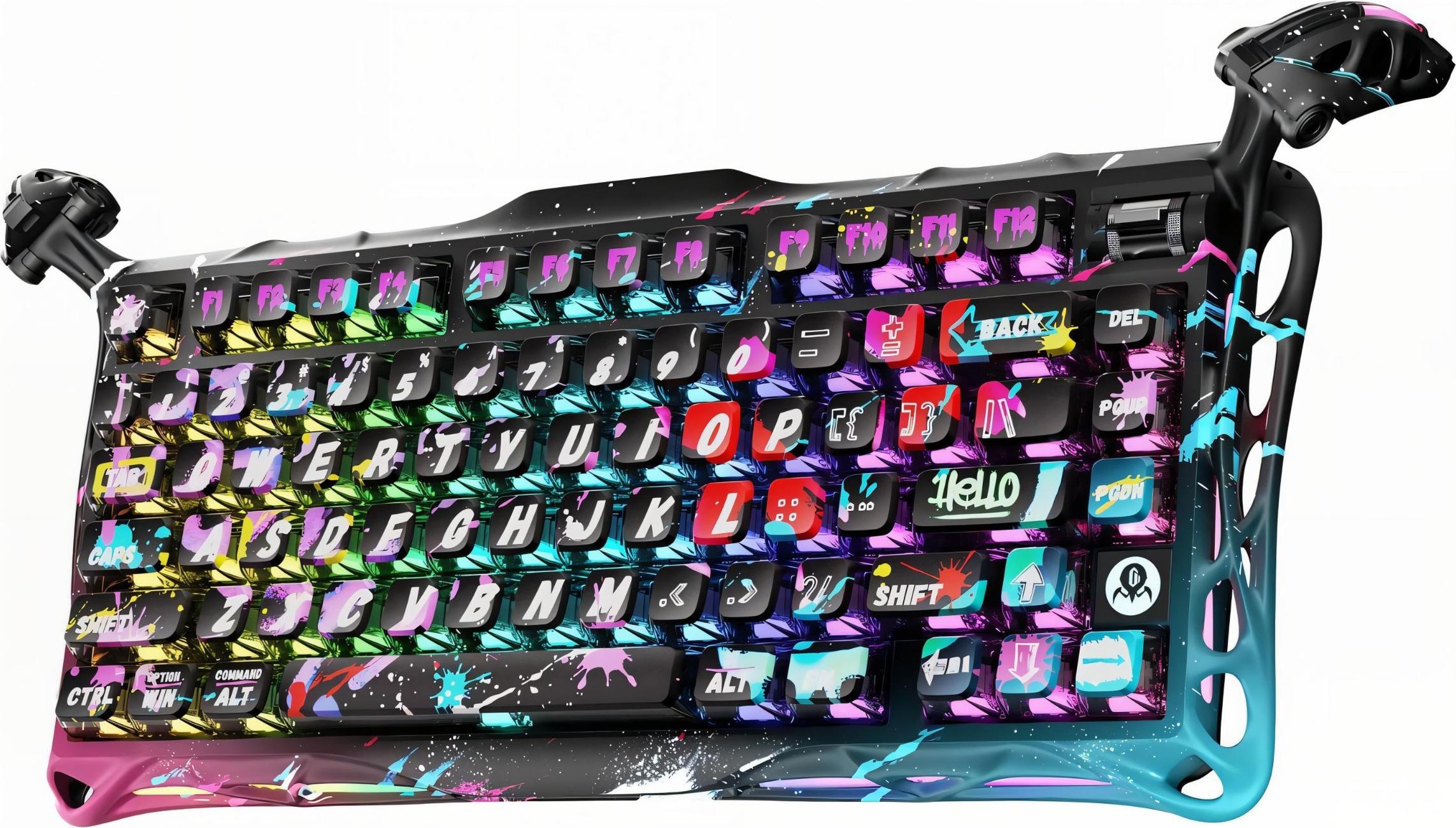 GravaStar Mercury V75 Pro Mechanische Tastatur, Magnetic Switches, Gaming ANSI US, Neon Graffiti