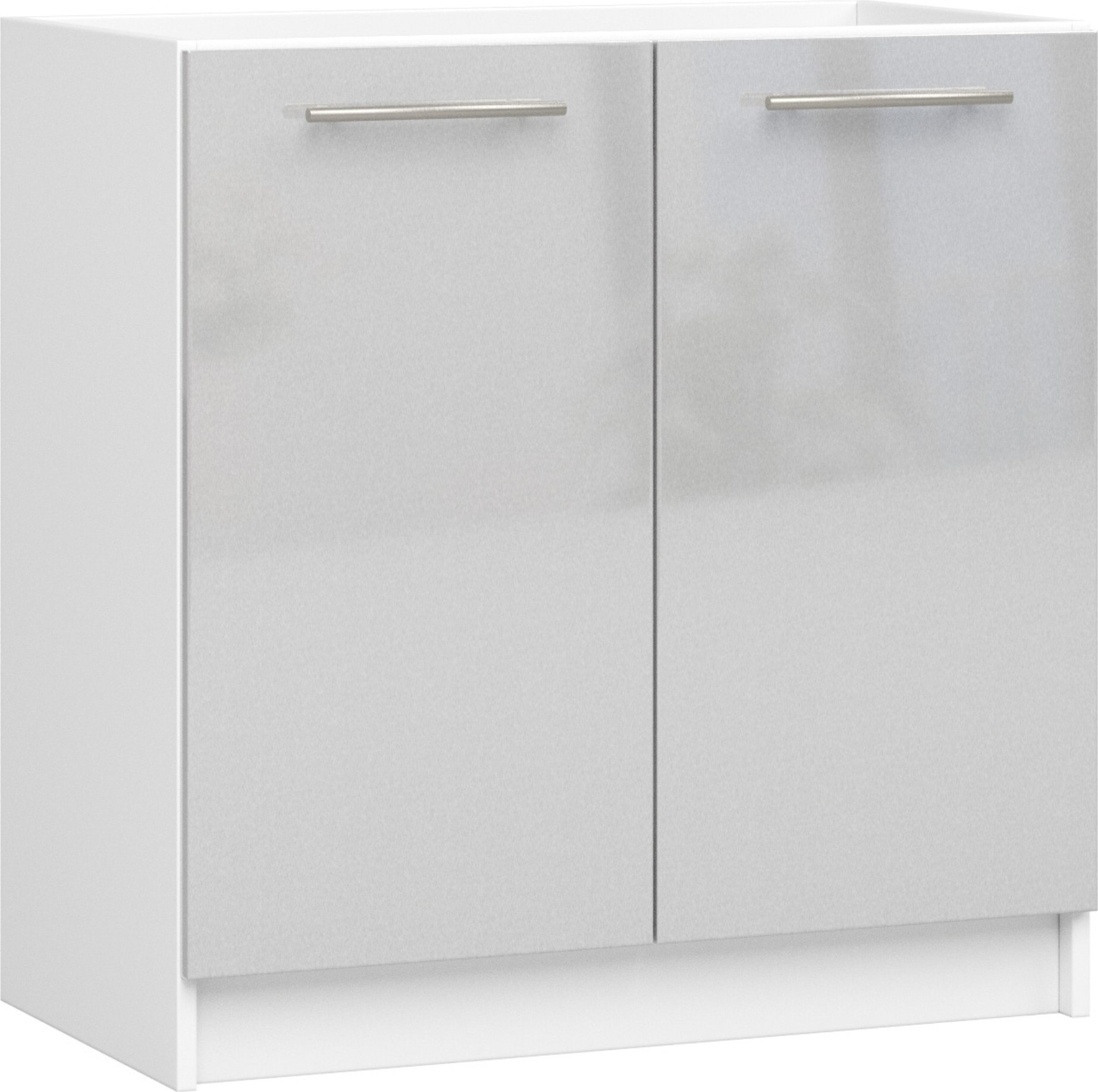Küchenschrank AKORD OLIWIA S80 Weiß 80 cm Metallisch Glanz B80 x H82 x T46 cm KS0POLIBIAMETPOL001