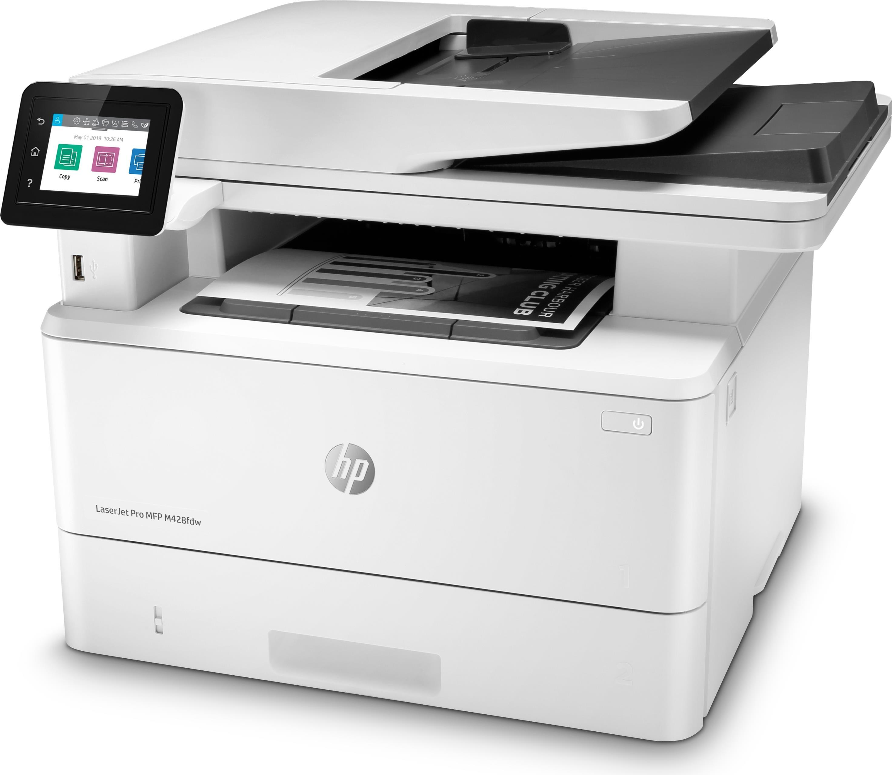 HP LaserJet Pro MFP M428fdw, Drucken, Kopieren, Scannen, Faxen, E-Mail, Scannen an E-Mail; Beidseitiges Scannen W1A30A#B19